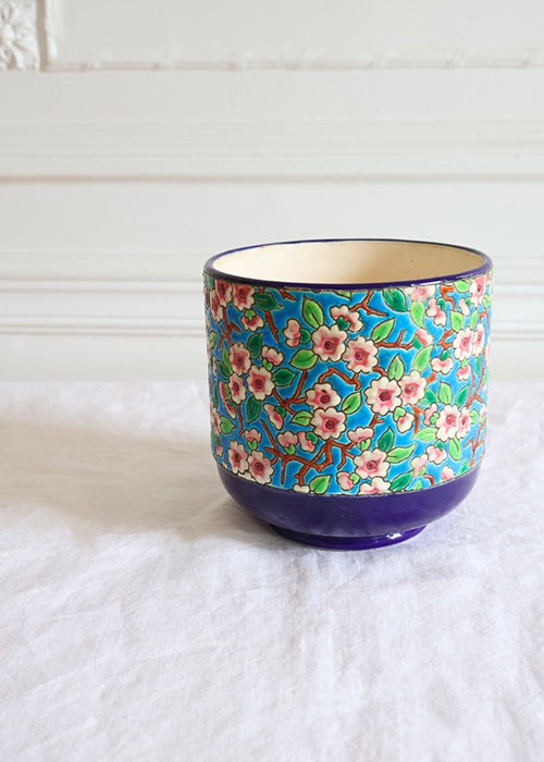 Aimée Aimer Vases cache-pot Longwy Fleurs de Pommier émaux