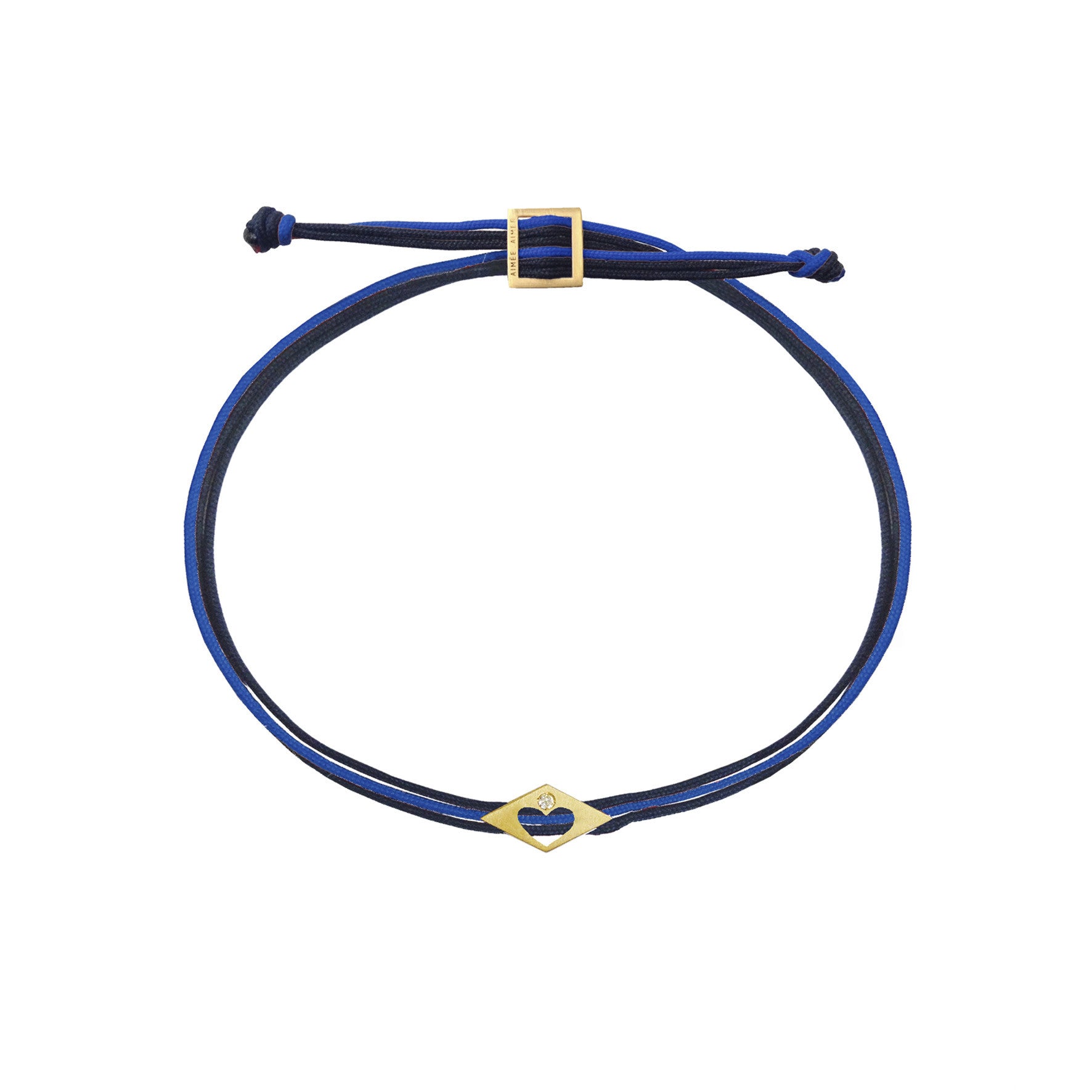 Aimée Aimer Le Coeur bracelet or jaune diamant cordons rouge rose