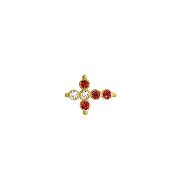 Aimée Aimer Petit AA boucle oreille or diamants rubis unité paire