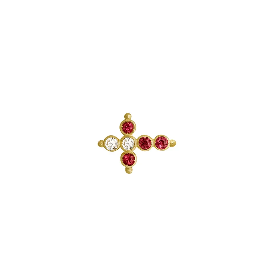 Aimée Aimer Petit AA boucle oreille or diamants rubis unité paire