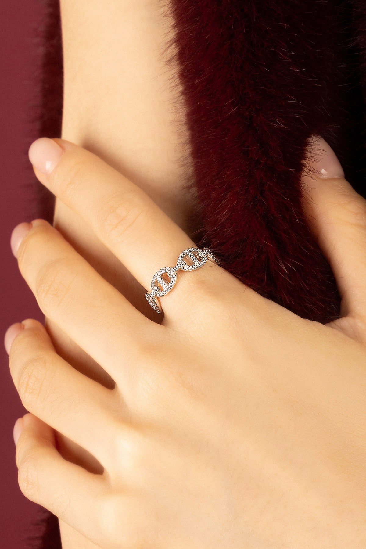 APM Monaco Yacht Club Marine bague maille argentée