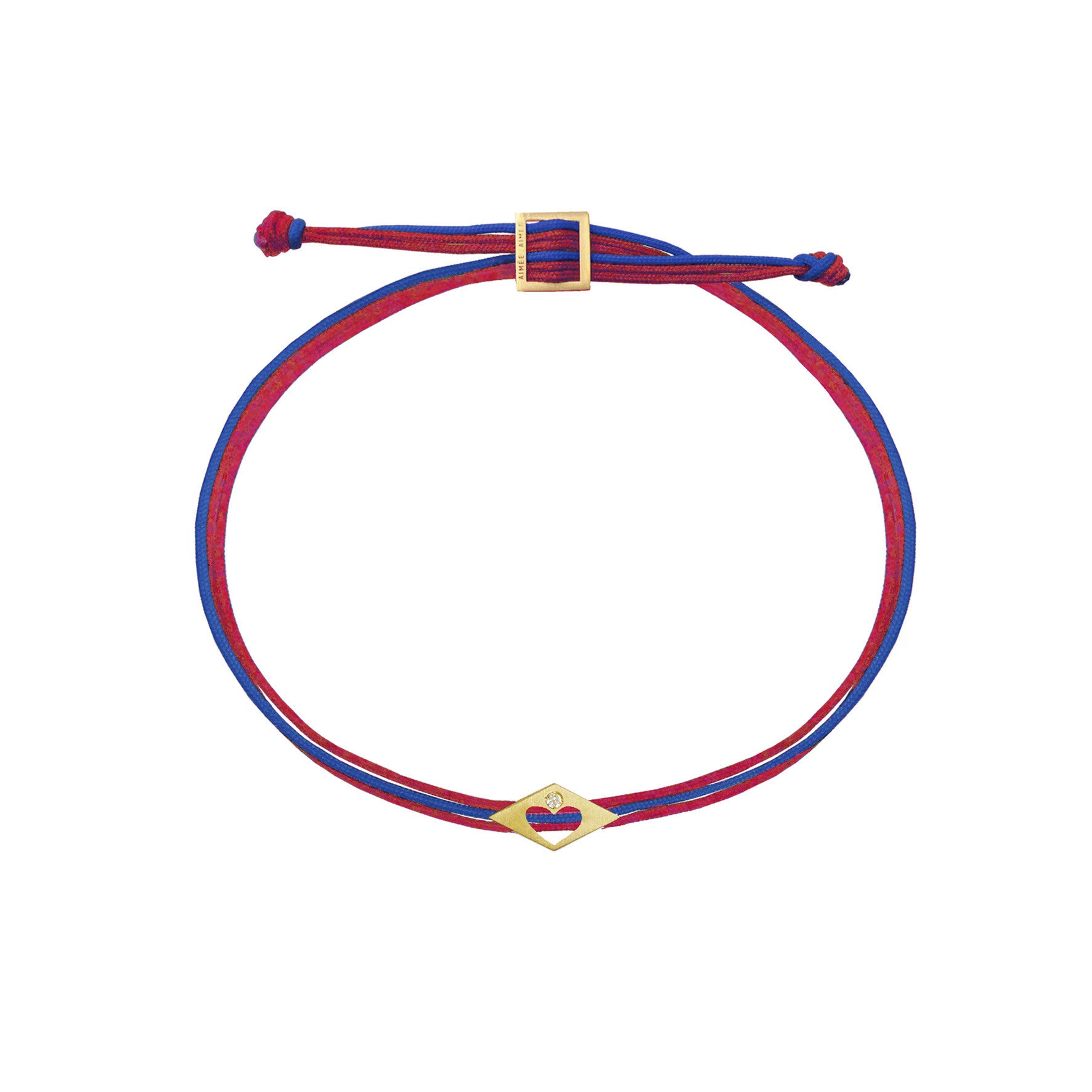 Aimée Aimer Le Coeur bracelet or jaune diamant cordons rouge rose