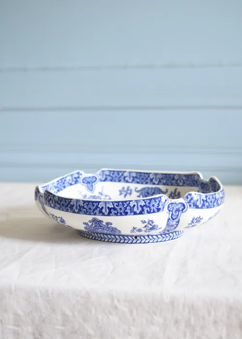 Gien Rouen Bleu plat corbeille faïence 30 cm bleu
