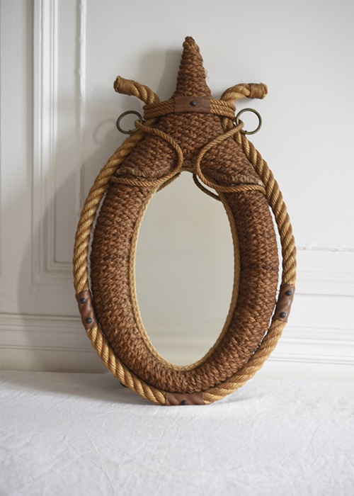 Aimée Aimer Audoux-Minet miroir corde cuir 65 cm pièce unique