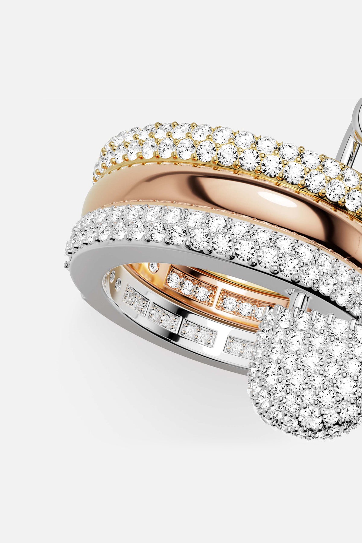APM Monaco Morse Code Baby XL bague tricolore pavée