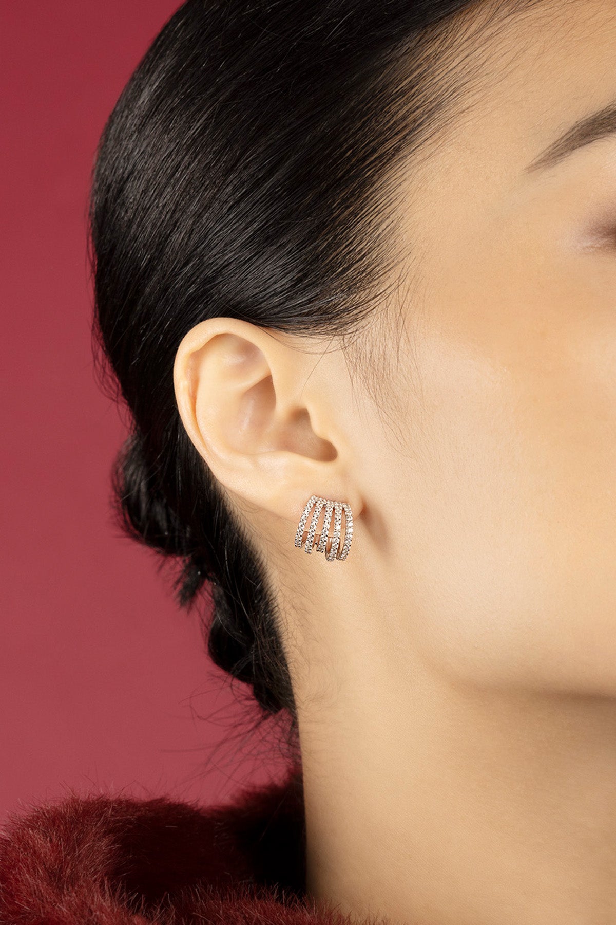 APM Monaco Croisette Promesse boucles d'oreilles anneaux blancs zircon