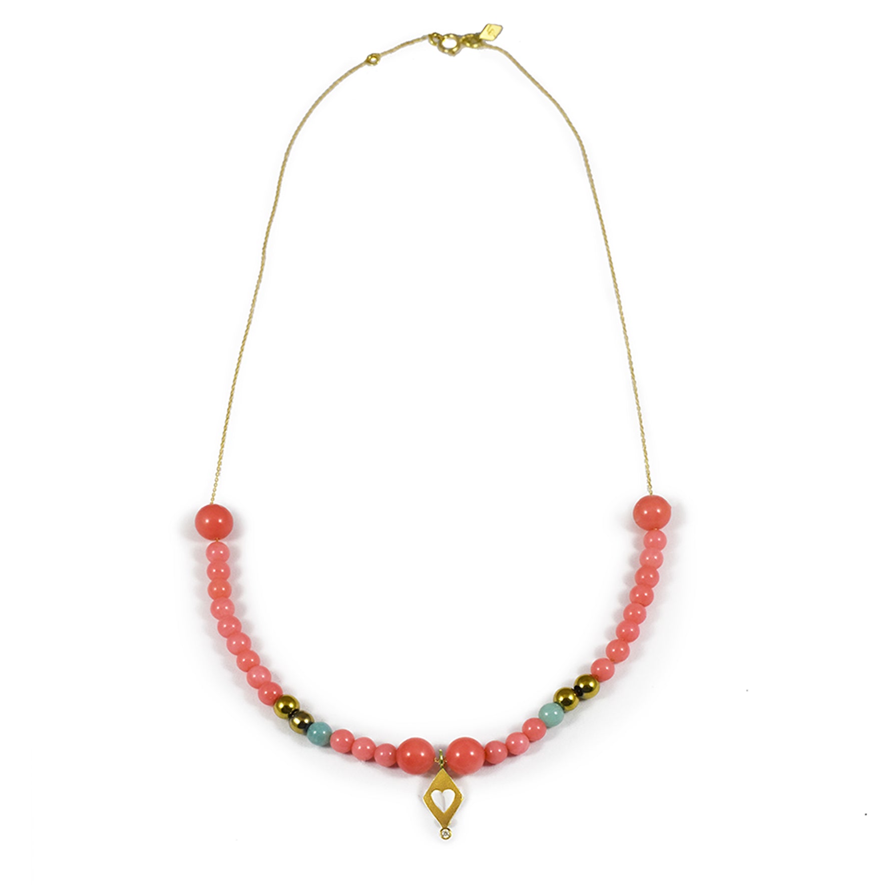 Aimée Aimer Bel Aloha Collier Aloha Cœur Or jaune corail diamant