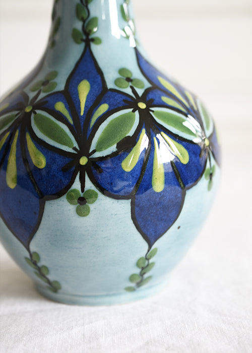 Aimée Aimer Blue Garden vase faïence bleue fleurs 28 cm pièce unique