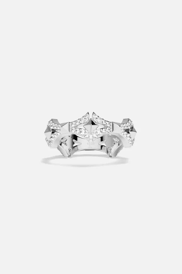 APM Monaco Yacht Club Rock bague 52 pavé blanc