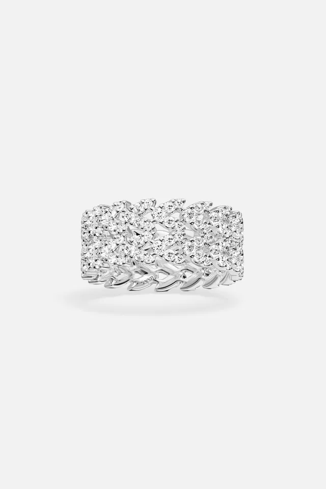 APM Monaco Automne Couture bague double pavée blanche