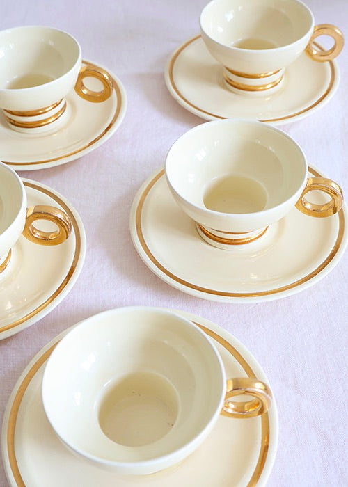 Aimée Aimer Gatsby Robj 5 tasses porcelaine ivoire et or