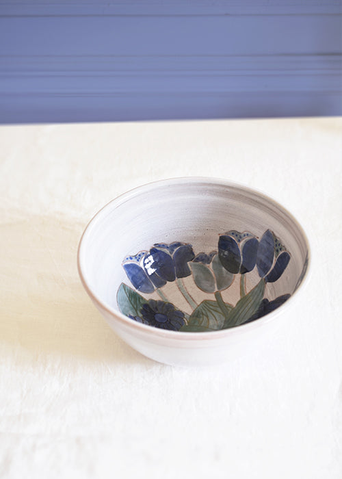 Aimée Aimer Fleurs Bleues Cloutier coupe céramique 25 cm