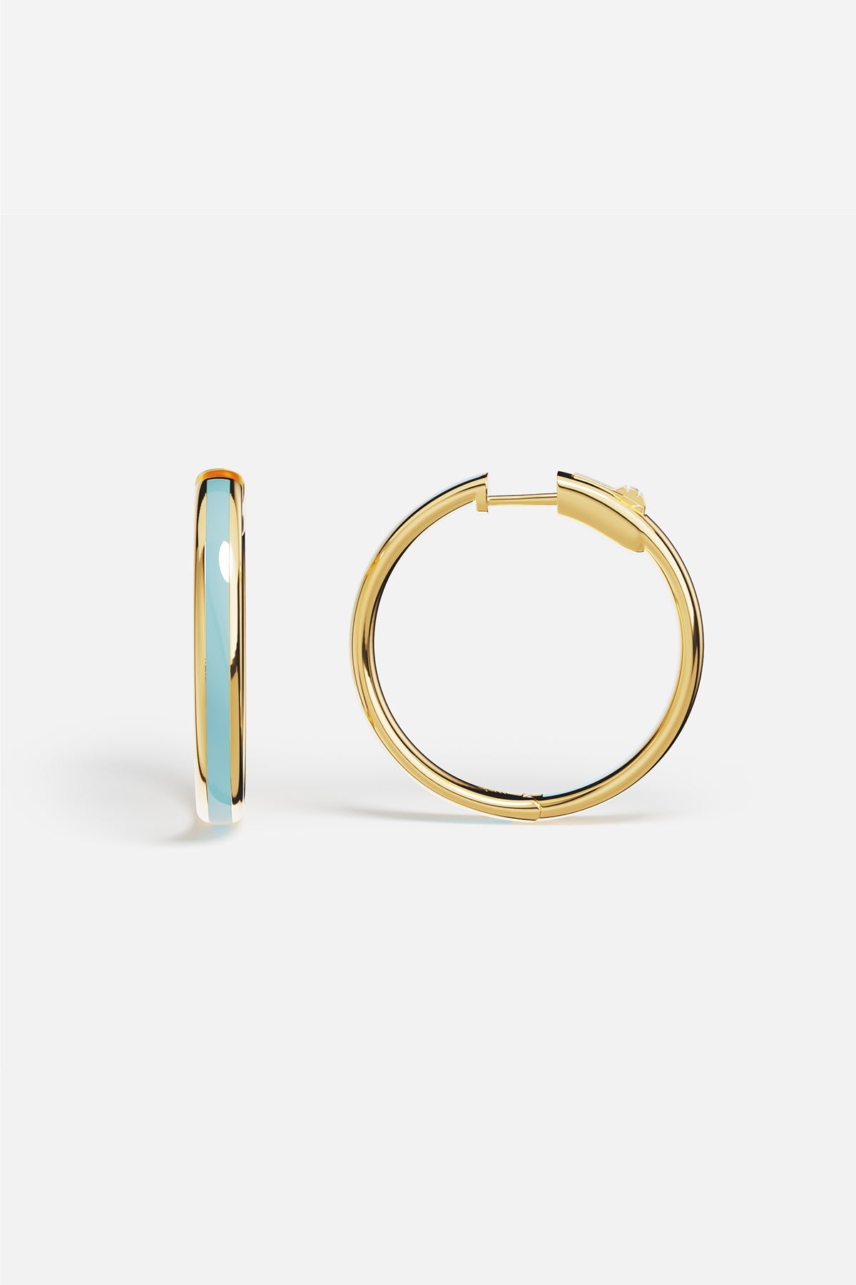 APM Monaco Croisette Riviera créoles émail bleu doré 30mm