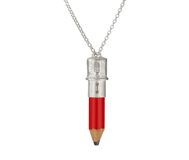 Alighieri Poet's Pencil collier argent crayon rouge bookworm