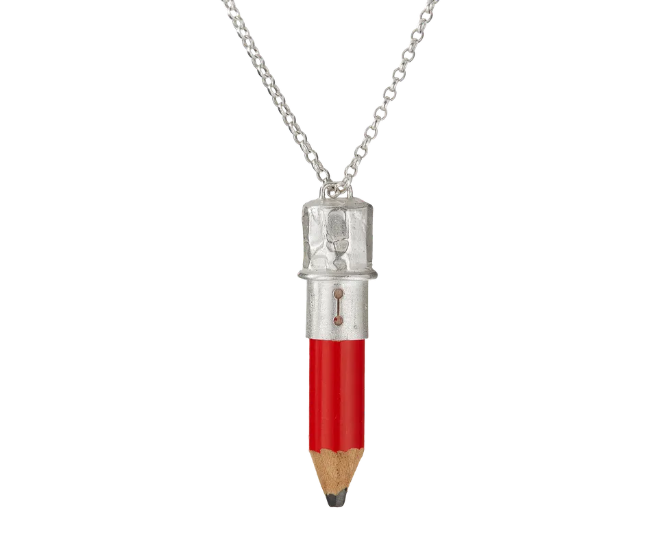 Alighieri Poet's Pencil collier argent crayon rouge bookworm
