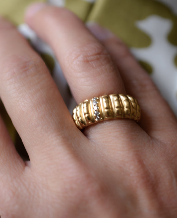 Aimée Aimer Lignes F. Bague Or Jaune Rubis Diamants