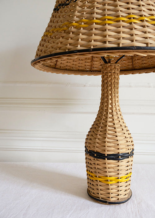 Aimée Aimer lampe de table rotin bois 47 cm pièce unique