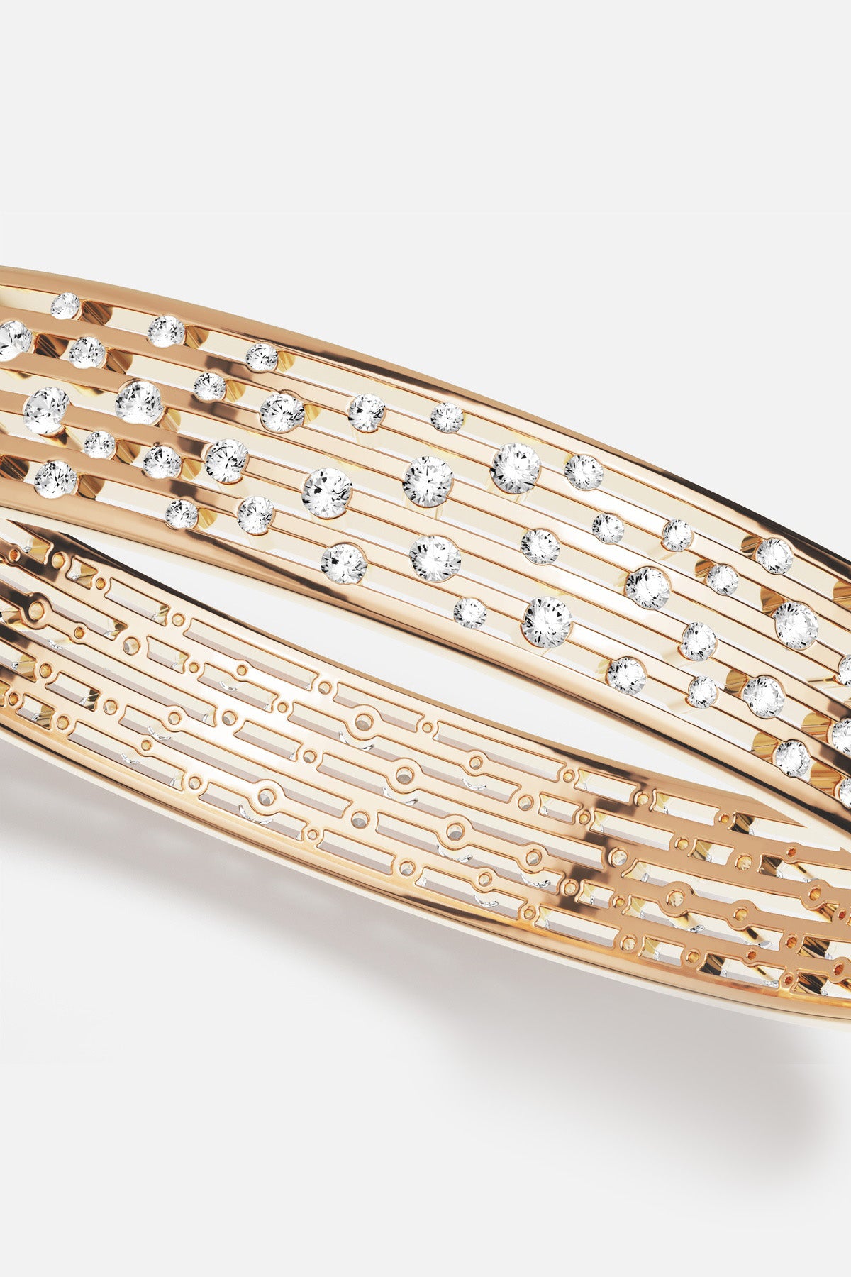 APM Monaco Automne Graphique jonc or rose zircon