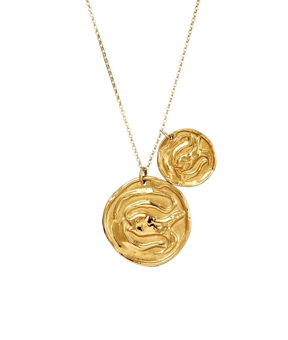 Alighieri Gone Fishing Double Medallion collier poisson doré
