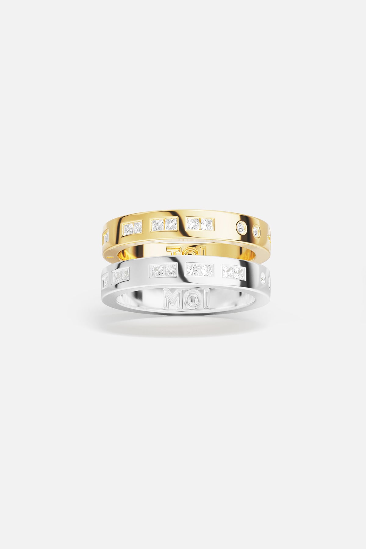 APM Monaco Morse Code TOI et MOI bague duo bicolore