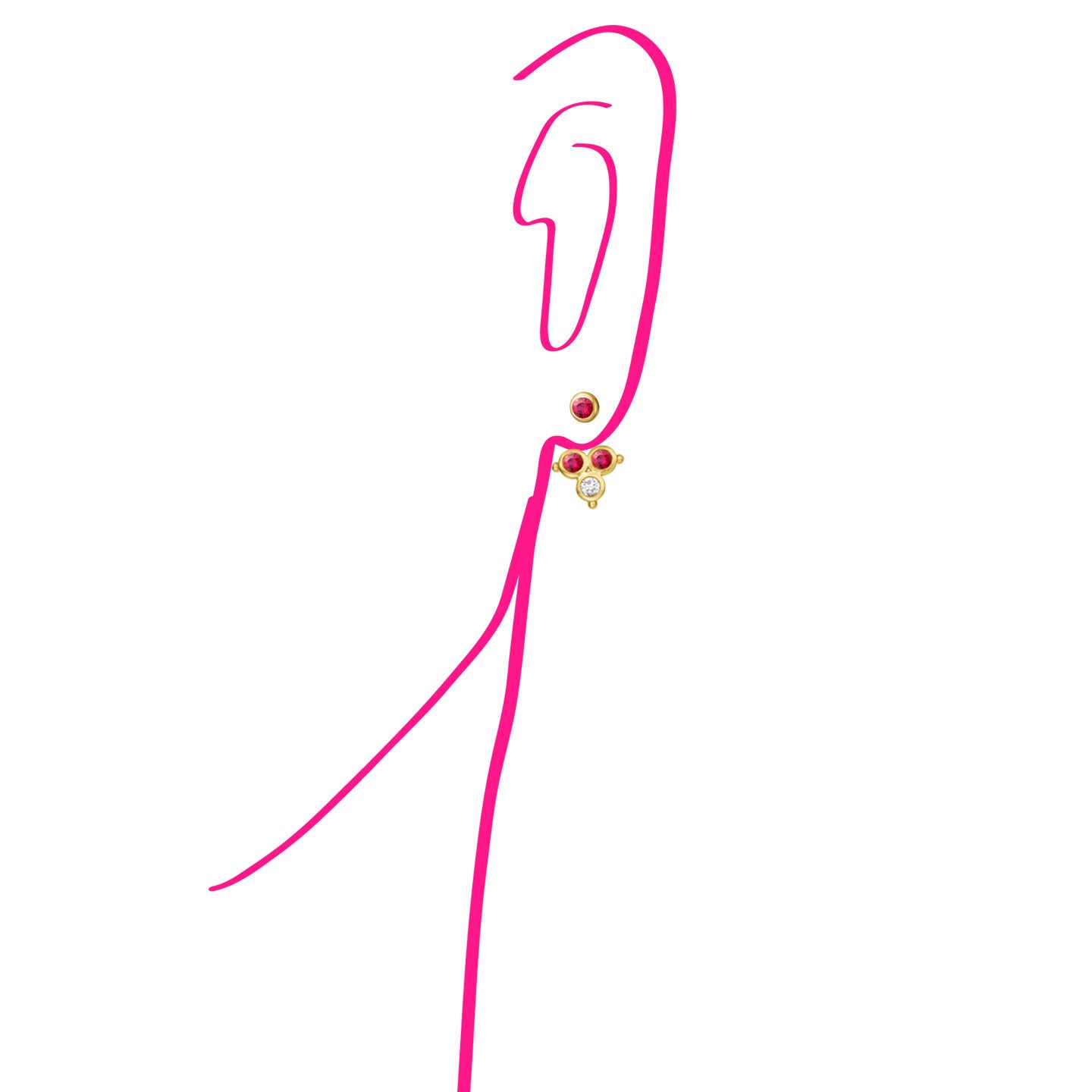 Aimée Aimer Delta dessous d'oreille or jaune rubis diamant