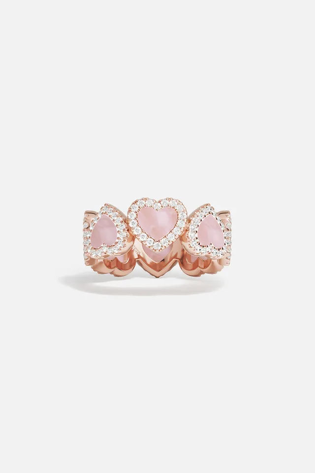 APM Monaco Méditerranée Cœur bague nacre rose taille 52