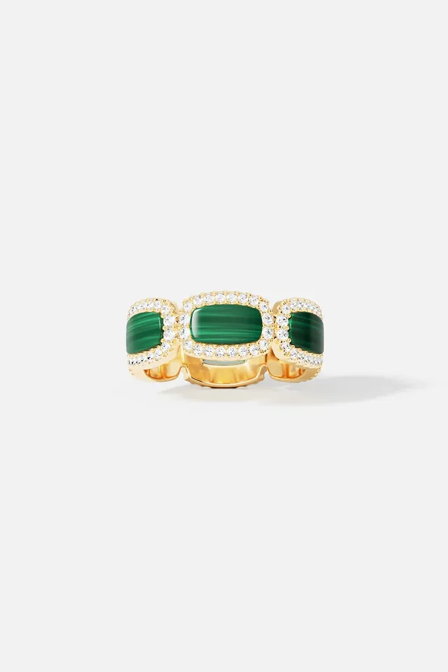 APM Monaco Méditerranée Nice bague malachite dorée
