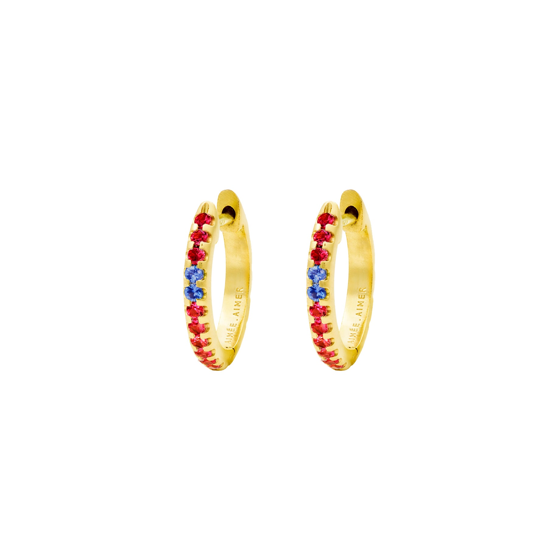 Aimée Aimer Spicy Créole or jaune rubis saphirs paire