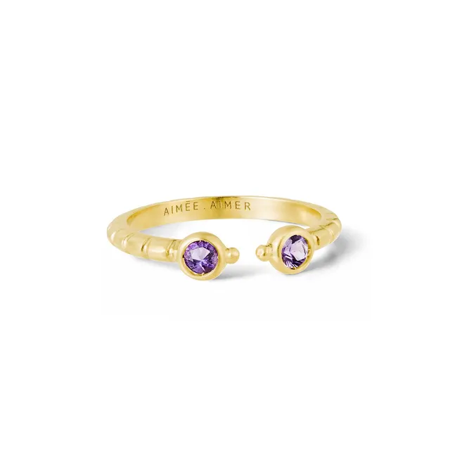 Aimée Aimer Folles Iguazu bague or jaune améthystes taille 52