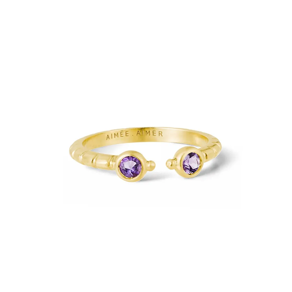Aimée Aimer Folles Iguazu bague or jaune améthystes taille 52