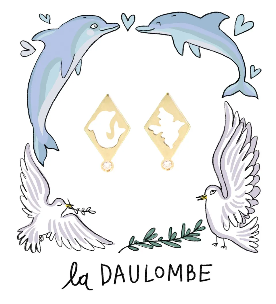 Aimée Aimer Daulombe boucles d'oreilles or diamant paire