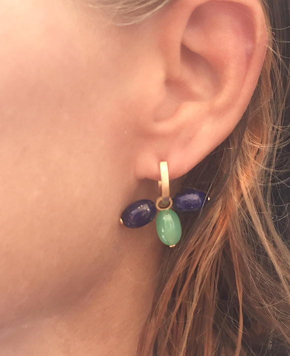 Aimée Aimer Tiare créole or jaune lapis paire