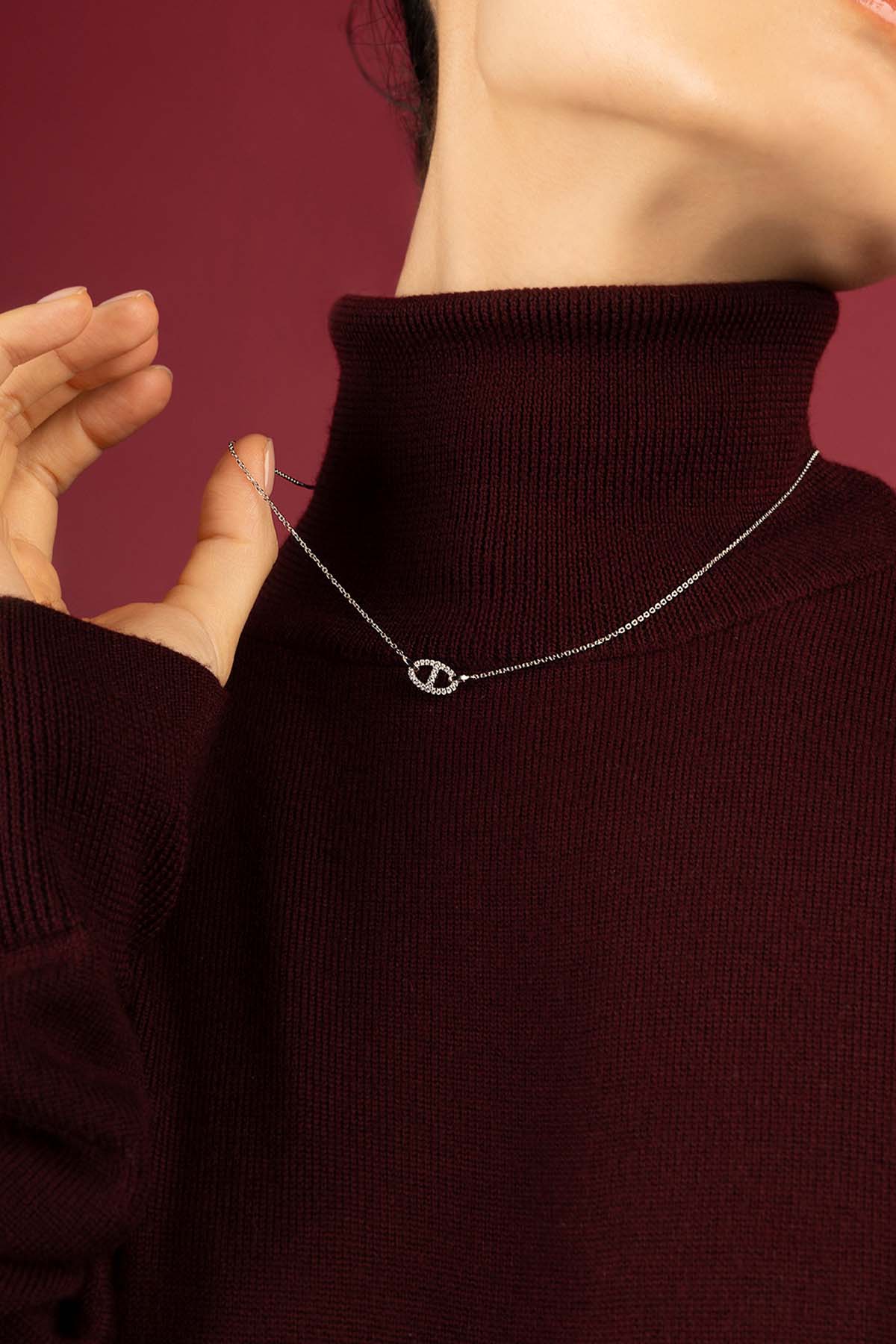 APM Monaco Yacht Club Marine collier maille argenté zircon