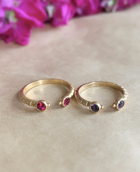 Aimée Aimer Folles Iguazu bague or jaune améthystes taille 52