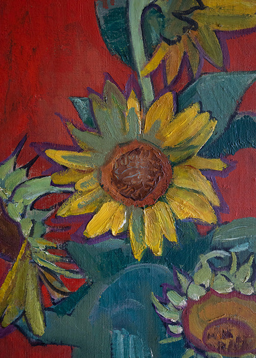 Aimée Aimer Œuvres huile sur toile Marchou tournesols 65x54