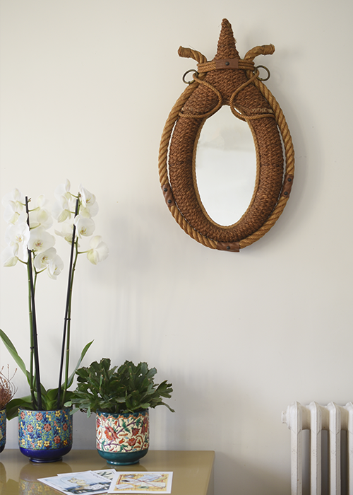 Aimée Aimer Audoux-Minet miroir corde cuir 65 cm pièce unique