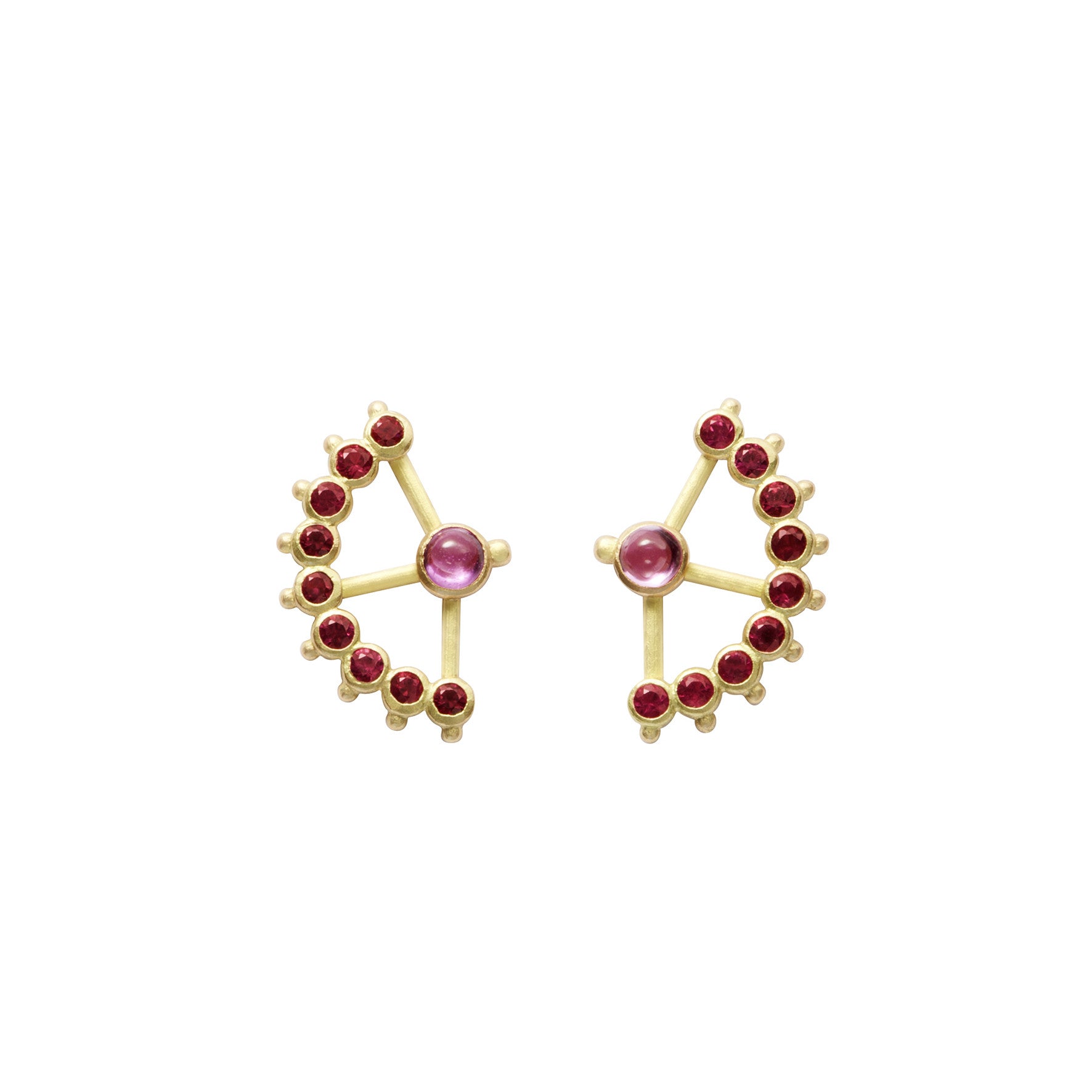 Aimée Aimer Beija-flor boucles d'oreilles or jaune paire rubis