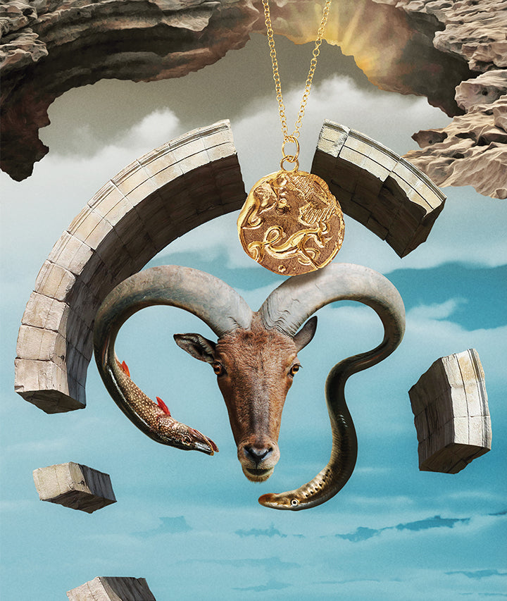 Alighieri Capricorn Medallion collier médaillon or 24ct