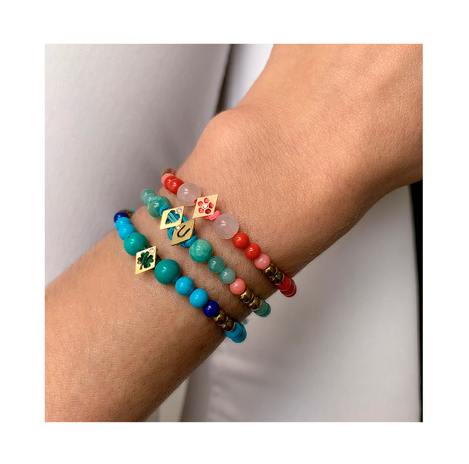 Aimée Aimer Aloha bracelet lettres or jaune diamant 6 lettres