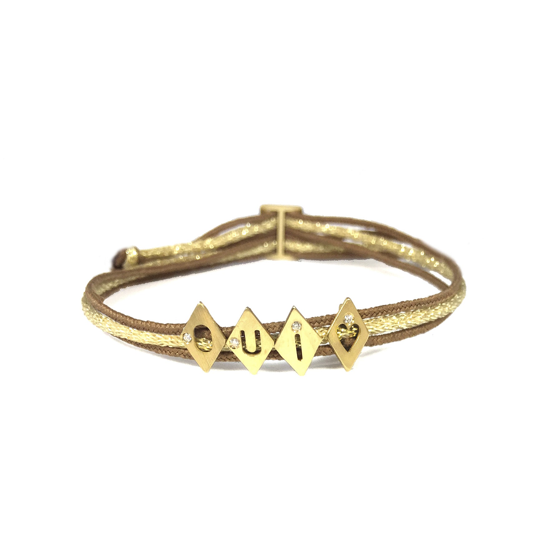 Aimée Aimer Alphabet bracelet 4 lettres or jaune diamant