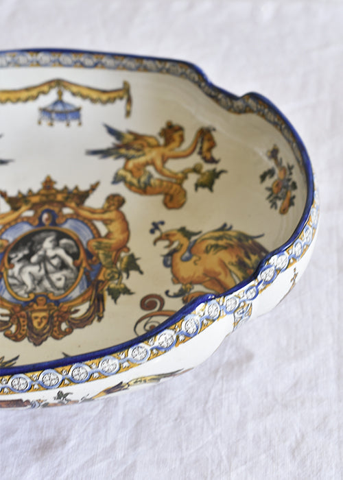 Aimée Aimer Gien Renaissance plat corbeille faïence 29 cm pièce unique