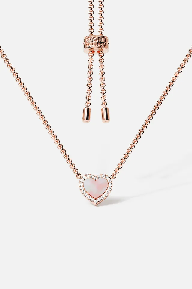 APM Monaco Méditerranée Cœur collier nacre rose or rose