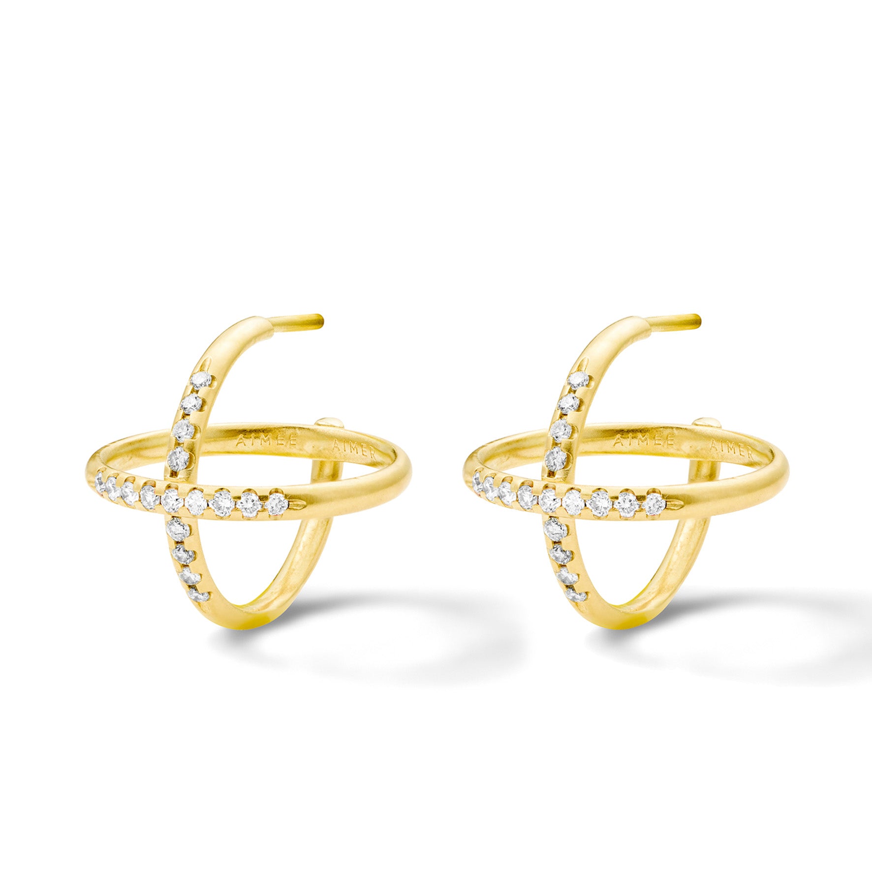 Aimée Aimer Sunset Créole Sunset boucles d'oreilles or jaune unité diamants
