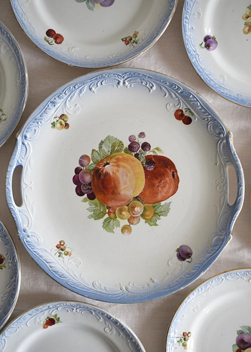 Aimée Aimer Fruits d'été assiettes dessert 8 + plat faïence