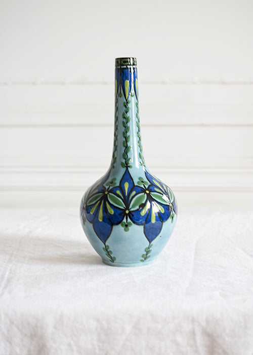 Aimée Aimer Blue Garden vase faïence bleue fleurs 28 cm pièce unique