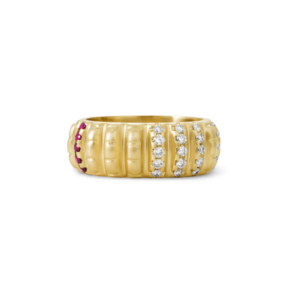 Aimée Aimer Lignes F. bague or jaune rubis taille 52