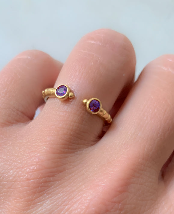 Aimée Aimer Folles Iguazu bague or jaune améthystes taille 52