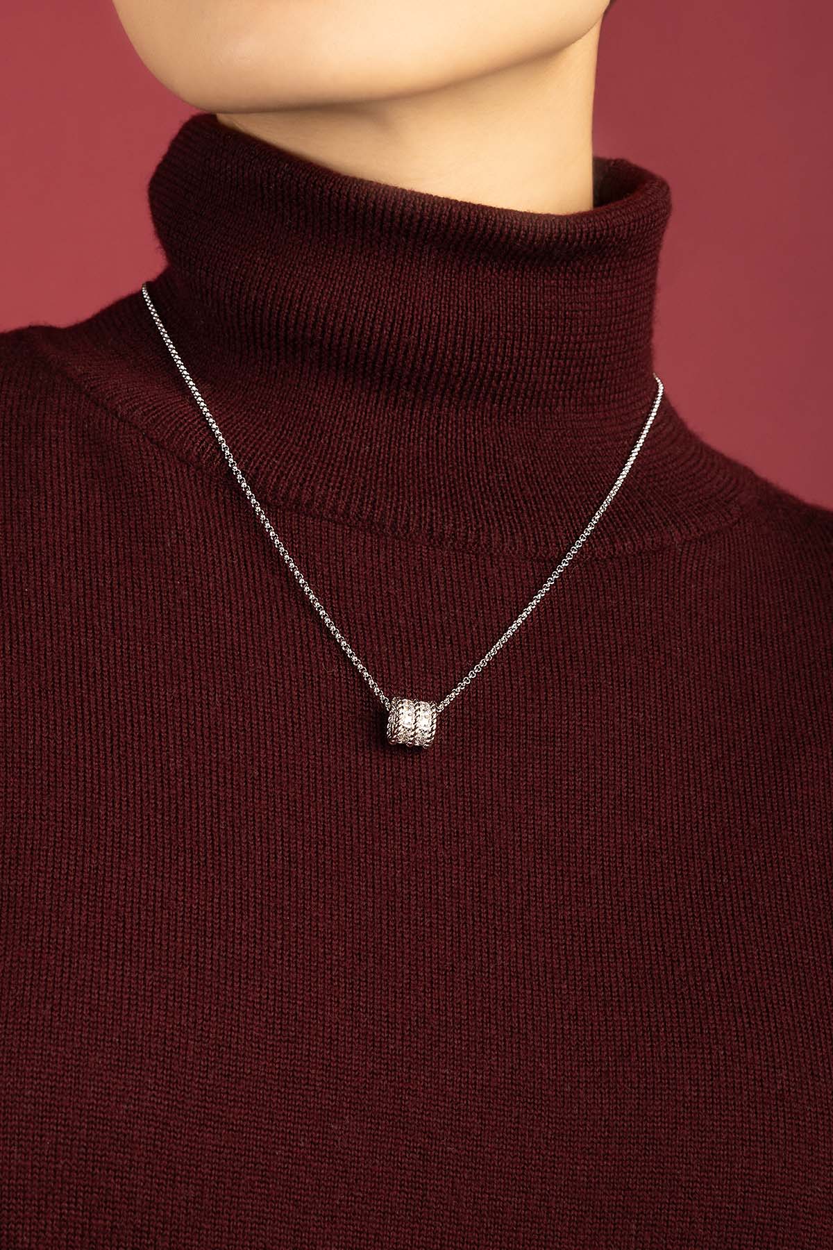 APM Monaco Yacht Club Cordage collier double blanc réglable zircons