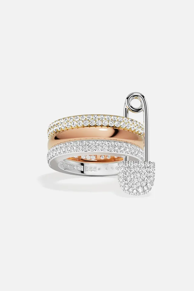 APM Monaco Morse Code Baby XL bague tricolore pavée