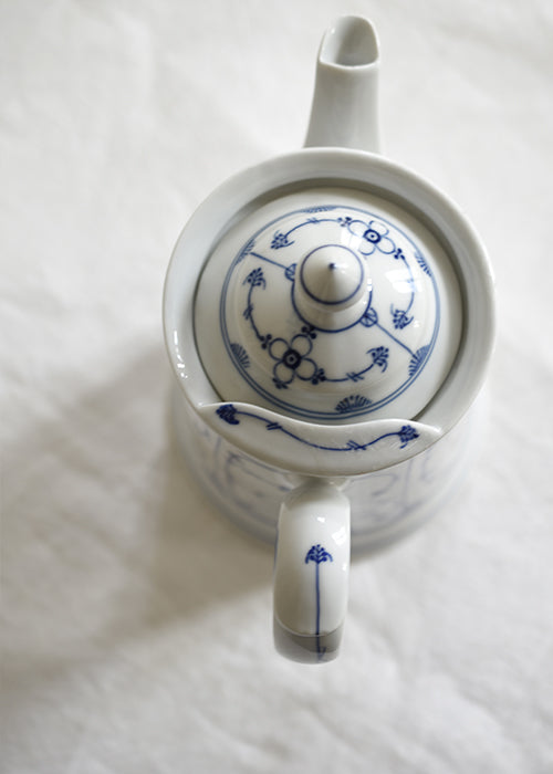 Aimée Aimer Art table cafetière porcelaine bleue paille 1 L